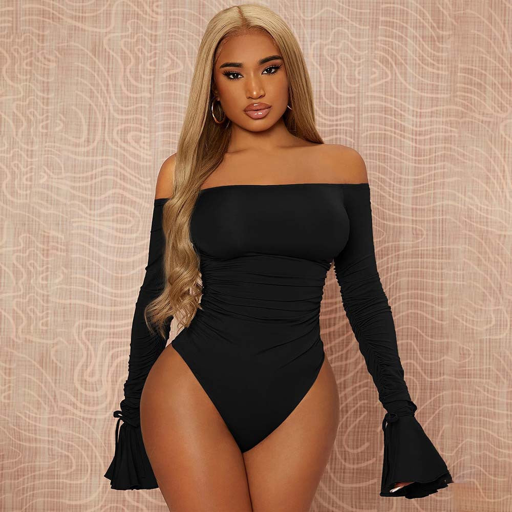 Dam Jumpsuit Slim Fit Hög Midja Långa Ärmar Polyester Elastan-1