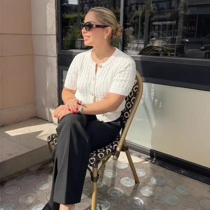 Klassische Kurzarm-Cardigan für Frauen – Elegante, Weiche und Stretchige Strickjacke in Verschiedenen Farben, Ideal für Jede Gelegenheit 4