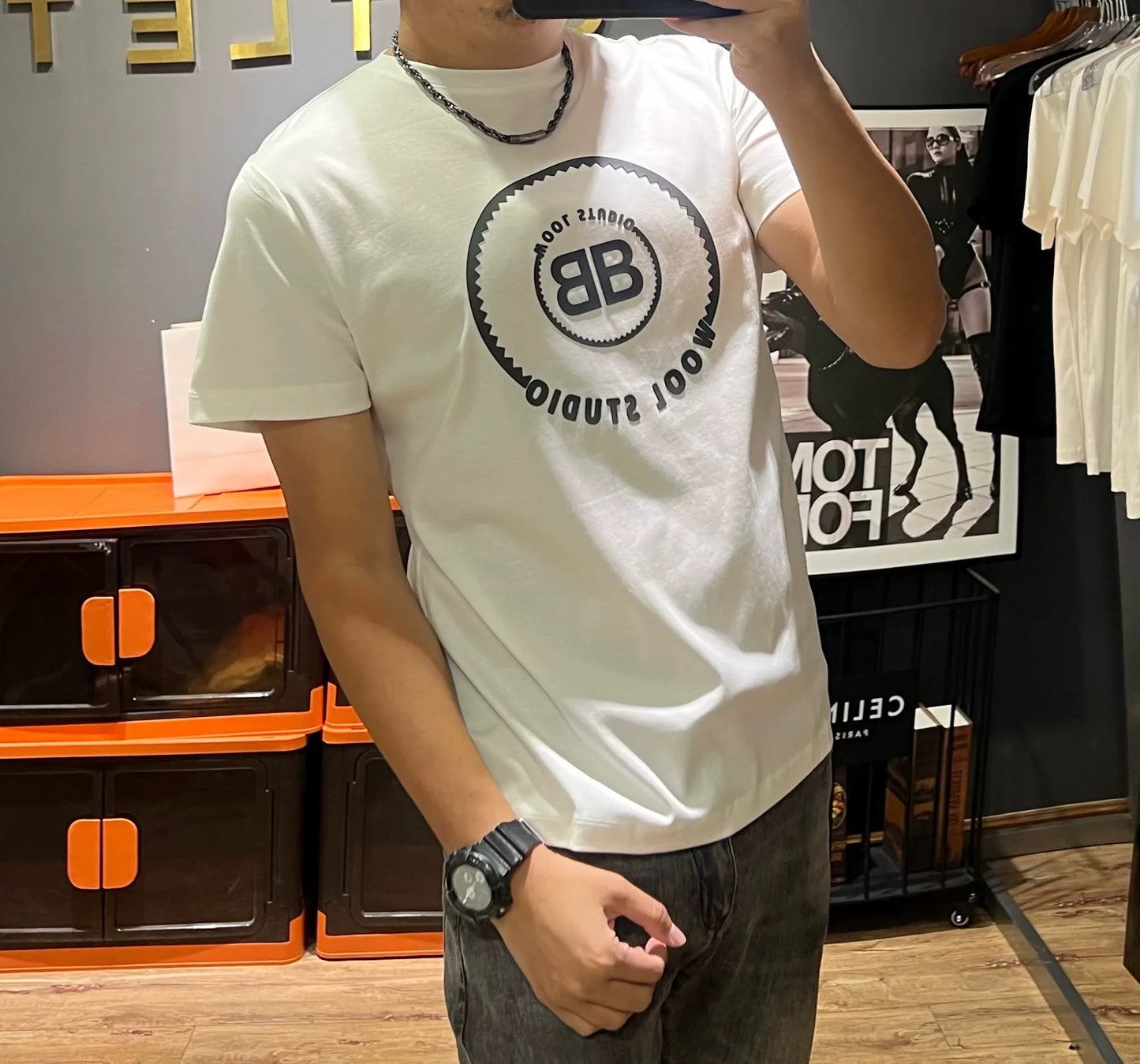 Herr T-shirt Rund Hals Kvalitets Bomull Kort Ärma-2