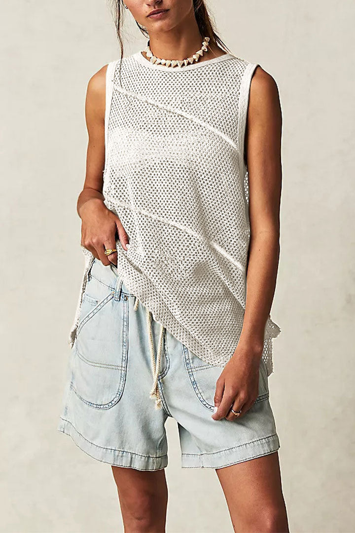 Dam Top Stickad Viskos med Hål Slinga 6