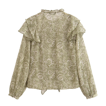 Dam Skjorta Kortärmad Tryckt Polyester Casual-3