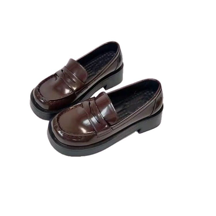 Kvinnor Loafers Blockklack Glänsande Material-6