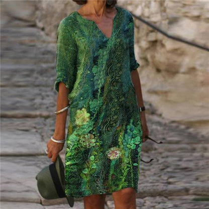 Variant image for Dam Klänning Midi A-Linje V-Hals 100% Polyester-7