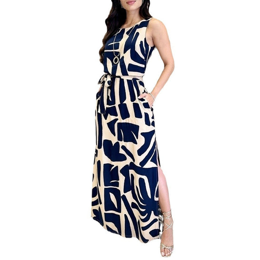 Kvinnors Lång Klänning Bodycon Polyester med Tryckt Midja-1