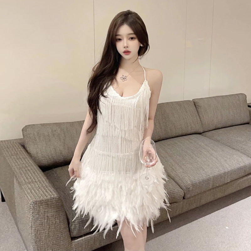 Fina Dam Klänningar Kort V-Hals med Paljetter och Patchwork – Elegant Polyester Klänning för Fest och Sommar 5