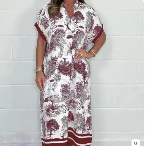 Variant image for Kvinno Klänning Kortärmad Tryckt Polyester Elegant Avslappnad-42