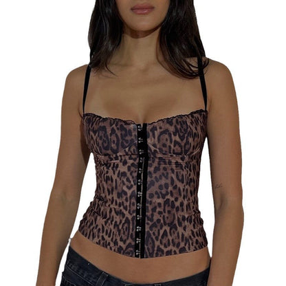 Kvinnors Bustier Topp Leopardtryck med Rüsch-detaljer Högkvalitativt Tyg-6