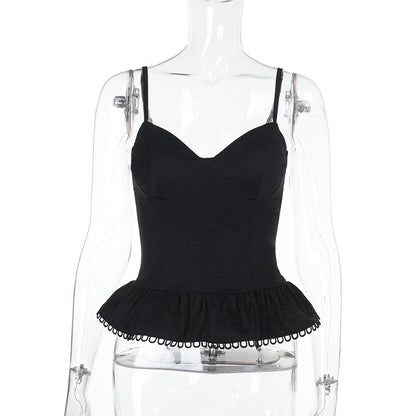 Variant image for Kvinnors Bustier Topp Voluminös Ruffle Andningsbart Material-6