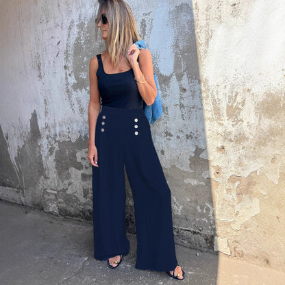 Snygga Byxor Dam Långa Vid Spandex Pendelstil-5