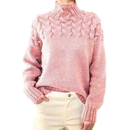 Variant image for Dam Stickad Turtleneck Tröja Flätad Design i Mjuk Akryl-6