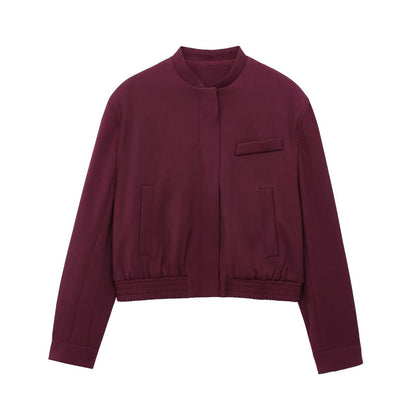 Kvinnors Pilotjacka Casual Högkvalitativt Tyg med Bredbyxor-1