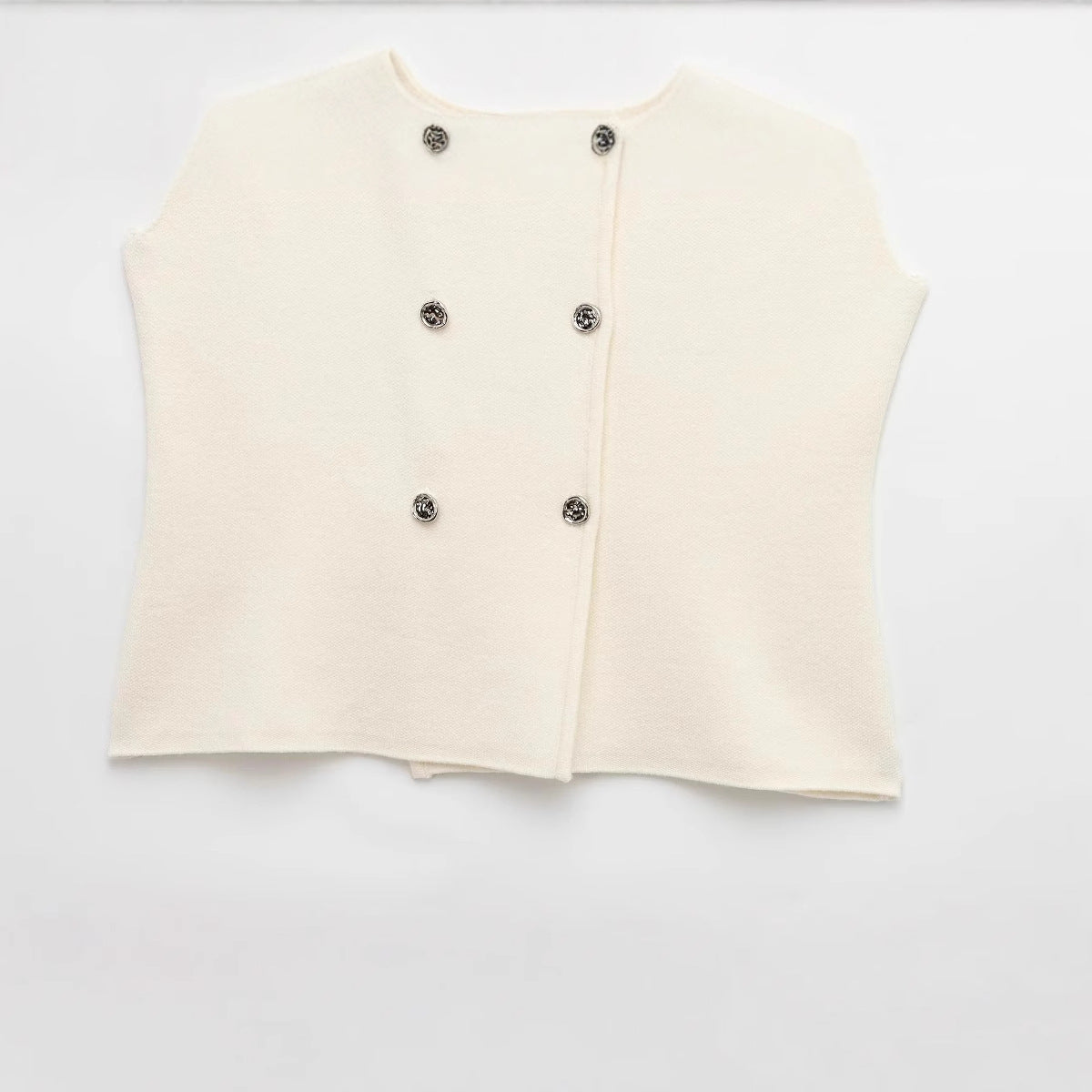 Dam Topp med Knappdetaljer Mjuk Tyg Elegant Komfortabel 4