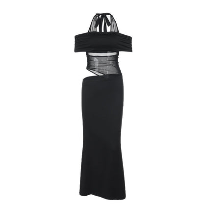 Dam Cocktailklänning Axelfri Nätverksdesign Stretchig Polyester För Bröllop 6