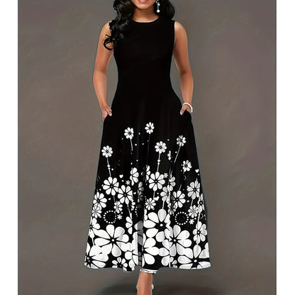 Långklänning Dam Tryckt Lätt Polyester för Fest och Vardag-4