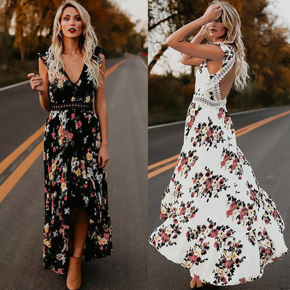 Kvinnors Asymmetrisk Klänning Blommönster Polyester Elegant Långärmad 2