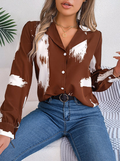 Kvinnors Lång Skjorta Randig Polyester Street Chic-6
