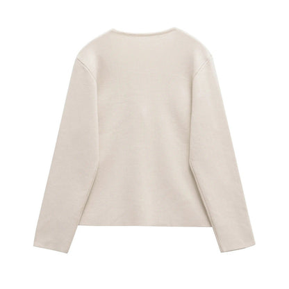 Kvinnors Cardigan V-Hals Mjuk Stickad Komfortabel Design-2