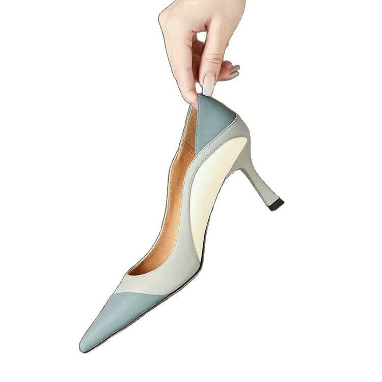 Damskor Stilettos Spetsig Tå Läder Medelhög Klack 6