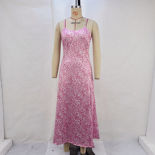 Maxiklänning Dam Ryggfri A-linjeformad Polyester med Slits för Sommar-1