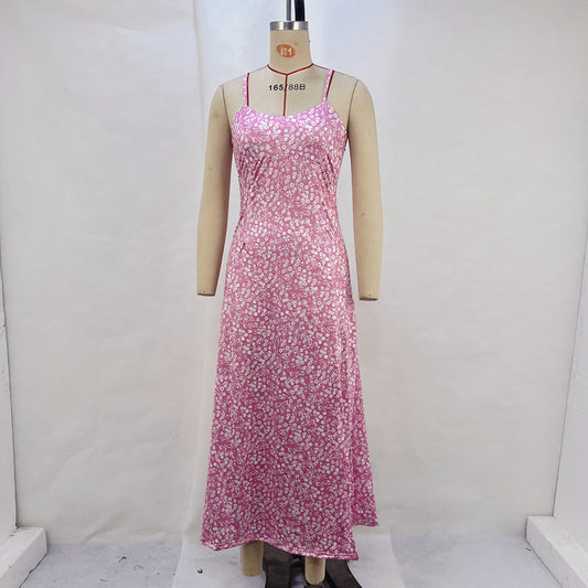 Maxiklänning Dam Ryggfri A-linjeformad Polyester med Slits för Sommar-1