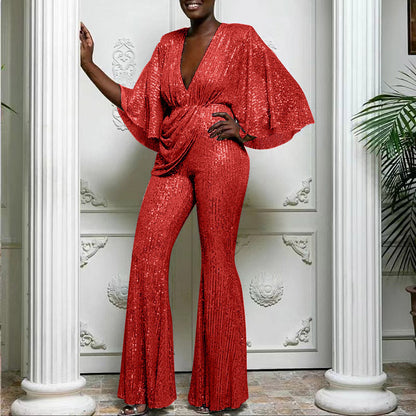 Variant image for Kvinnor Långa Byxor Elegant Polyester med Paljetter-19