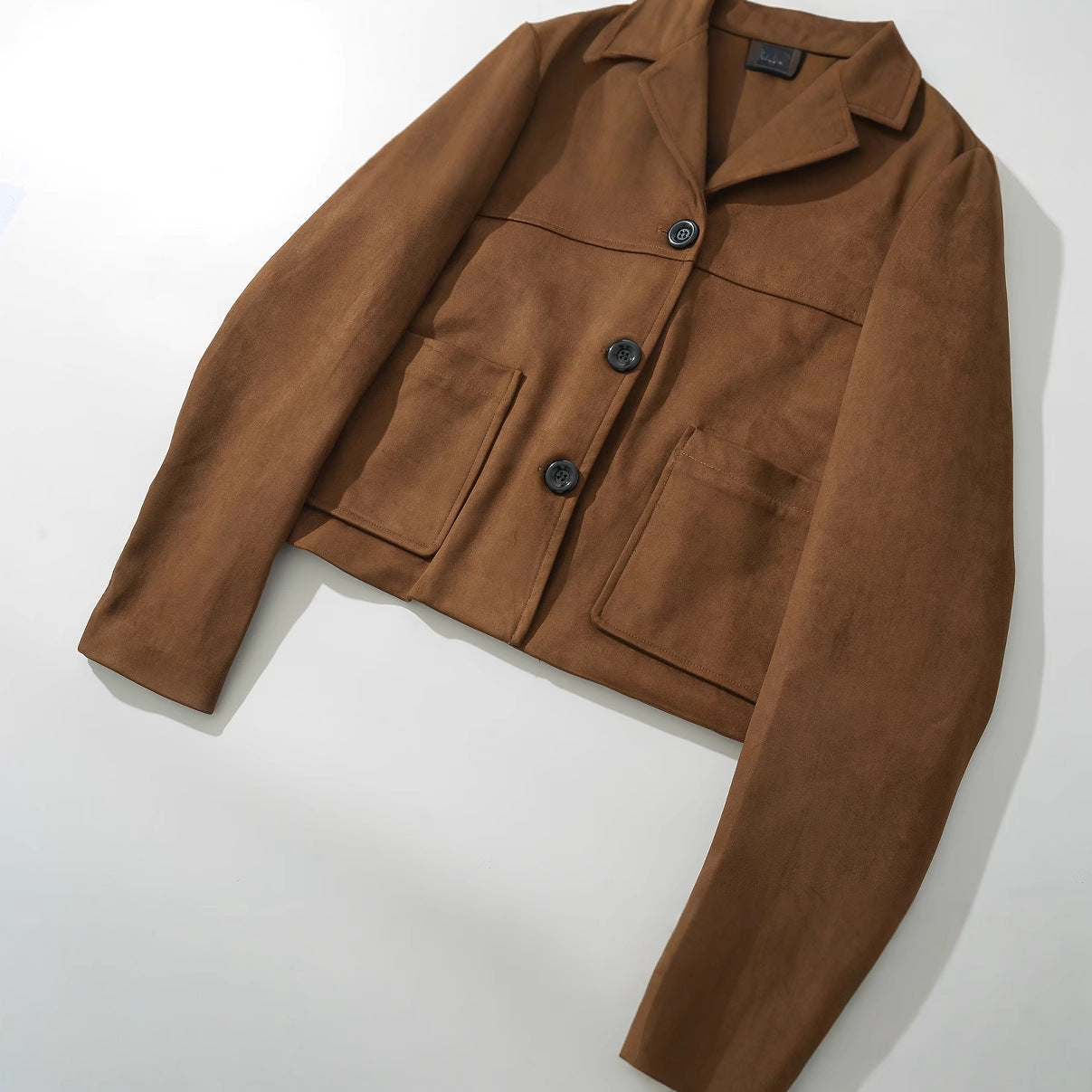 Dam Skinnjacka Modern Midjefit Syntetiskt Läder med Fickor 4