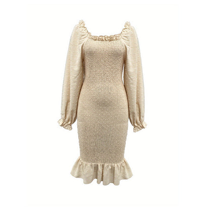 Kvinnors Midi Klänning Sjöjungfru Fyrkantig Halsringning Polyester Elegant-5