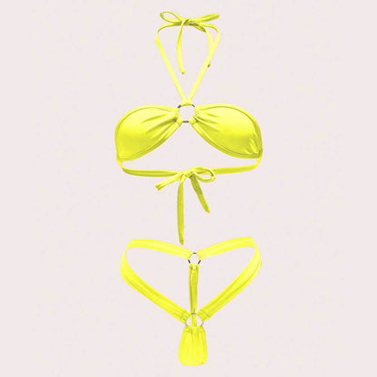 Variant image for Kvinnors Bikiniuppsättning Triangel Topp V-formad Botten Mjukt Elastiskt Tyg-4