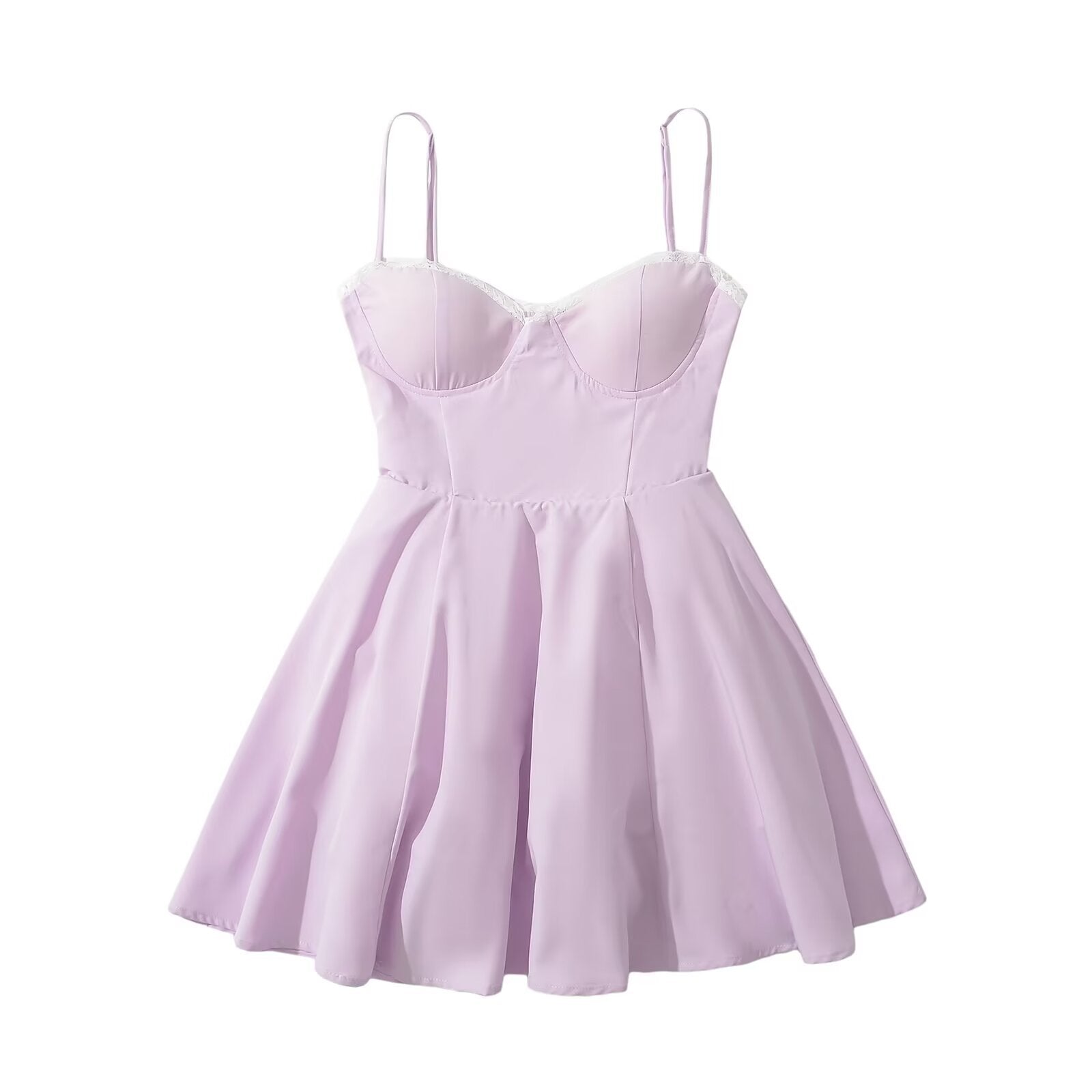 Kort Kvinna Klänning Spaghetti Band Polyester Sommarklänning-3