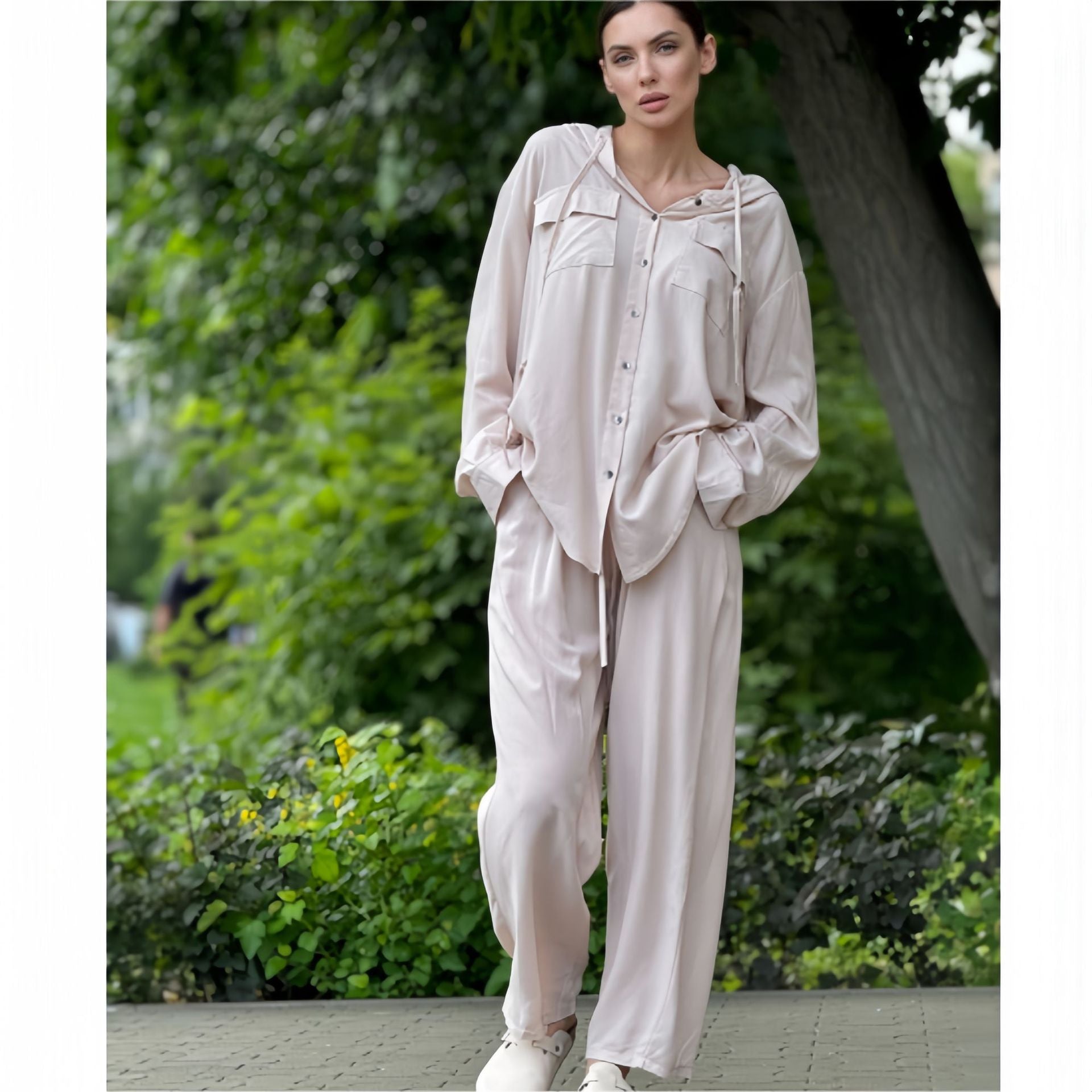 Variant image for Lång Hoodie Dam Avslappnad Polyester med Ficka-1