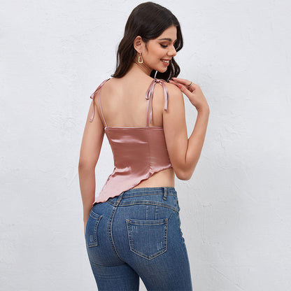 Dam Crop Top Oregelbunden Snitt Slim Fit Polyester Elastan-3