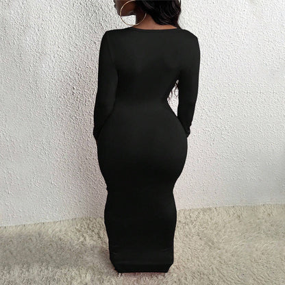 Damklänning Figurformad V-ringning Lång Polyester-5