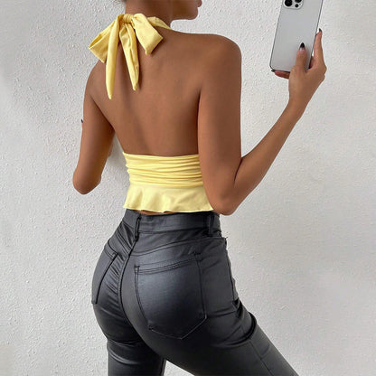 Dam Haltertop Slim Fit Mjölk Silke-3