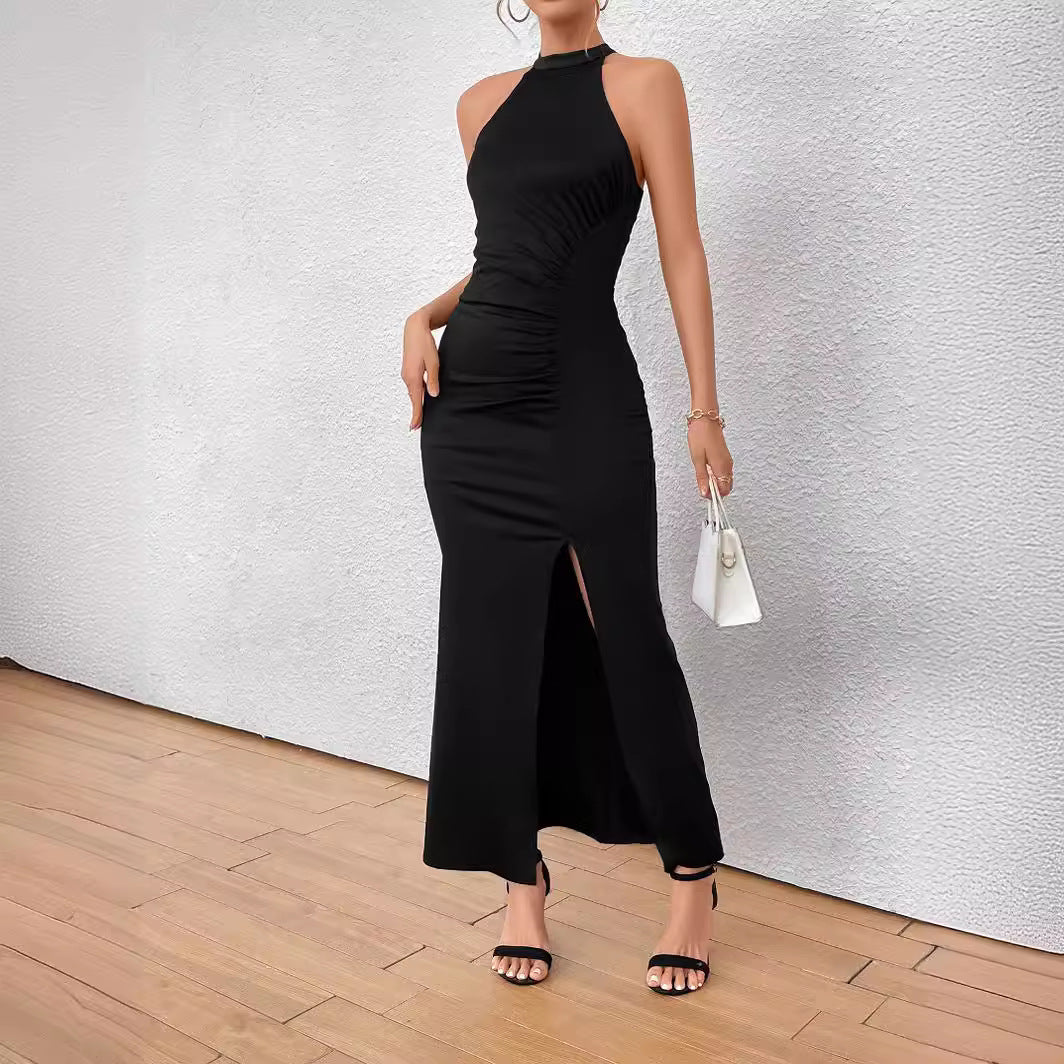 Dam Klänning Delad Fällbara Detaljer Polyester Ärmlös Elegant Passform 3