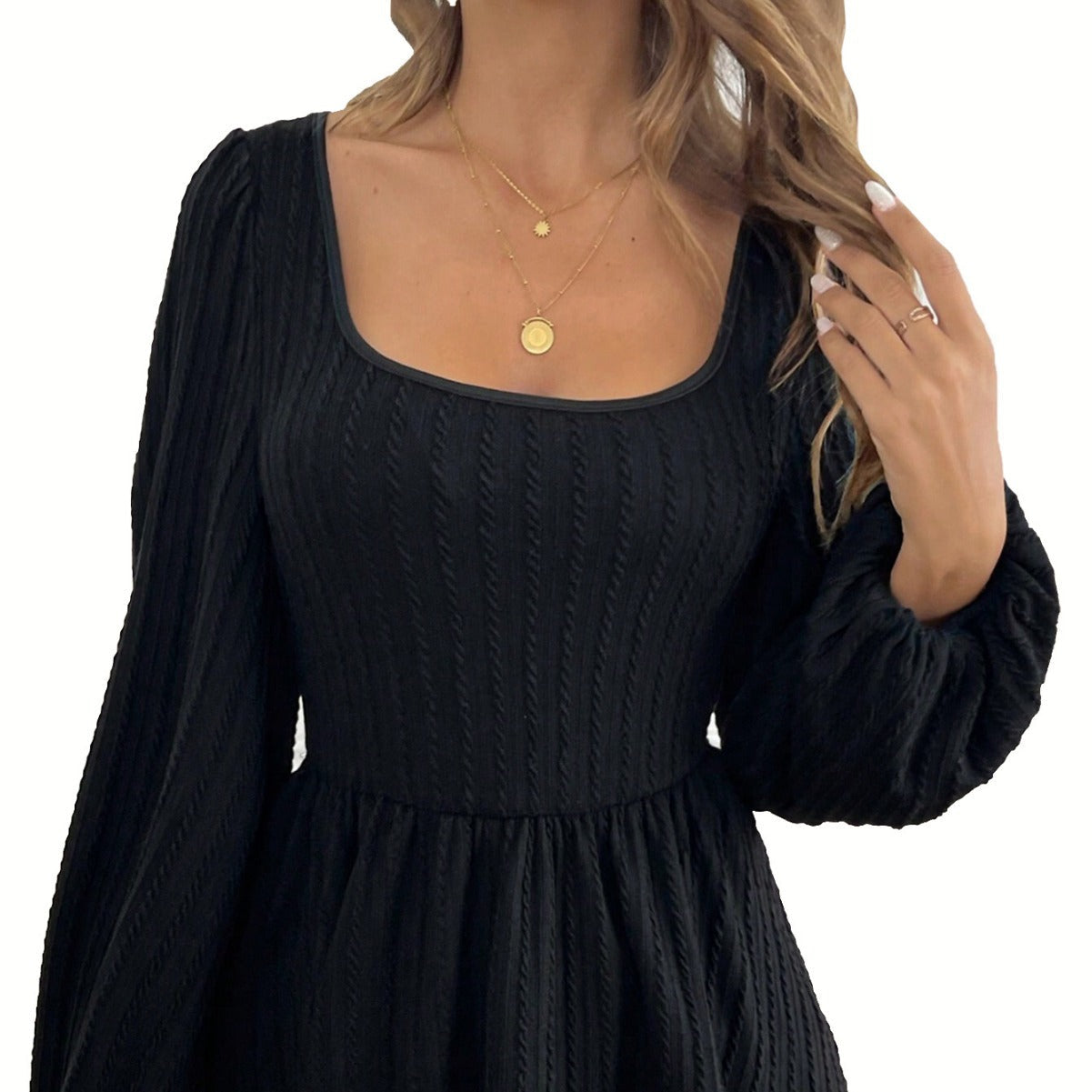 Dam Blus Topp Balettärmar Bomullsmix Fyrkantig Halsringning-6