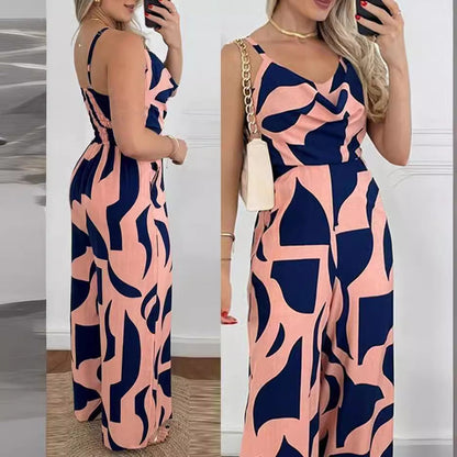 Dam Jumpsuit Spaghetti Remmar Löst Passform Spandex-3