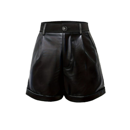 Kvinnor Syntetiska Läder Shorts Klassisk Design 6