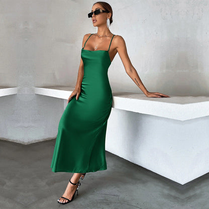 Damklänning A-Linje Satin Medium Längd-3