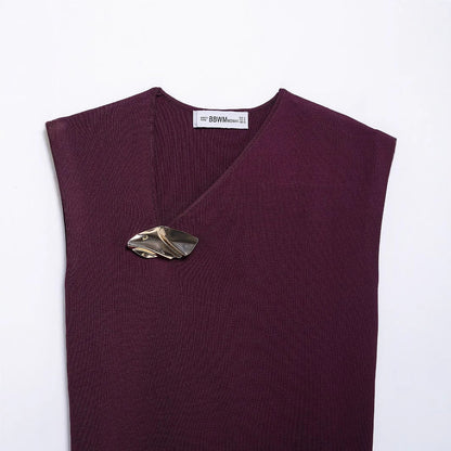 Dam Topp Draperad Andningsbart Material Elegant Silhuett-3