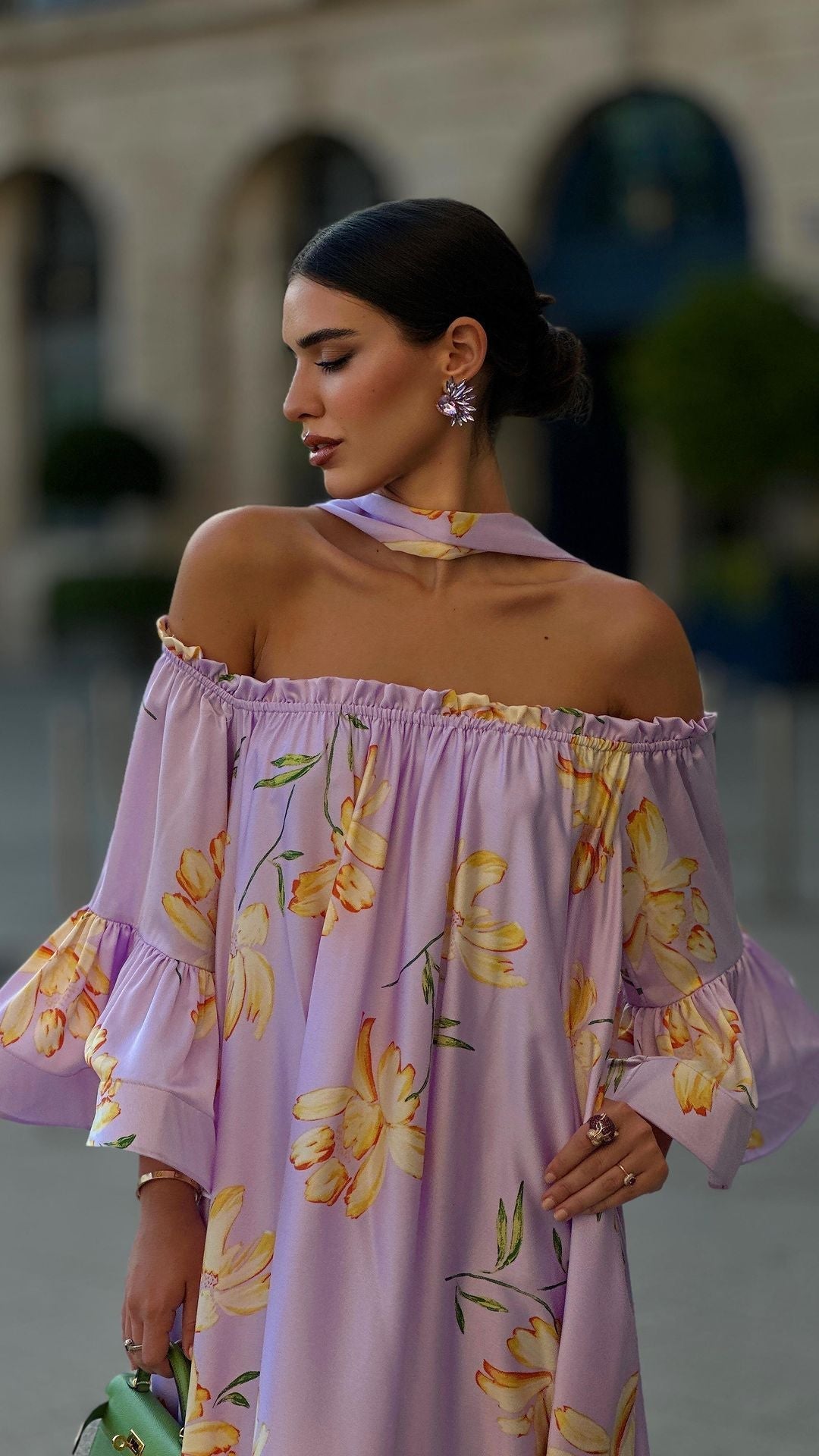 Damklänning Lång Axelklockor Polyester Fem-punktsärmar-3