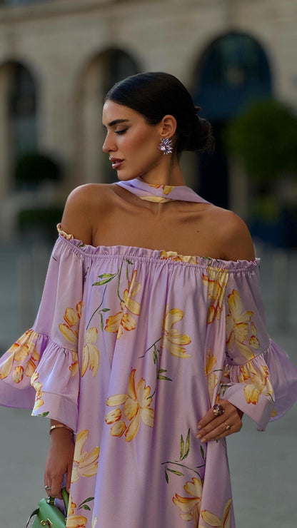 Damklänning Lång Axelklockor Polyester Fem-punktsärmar-3