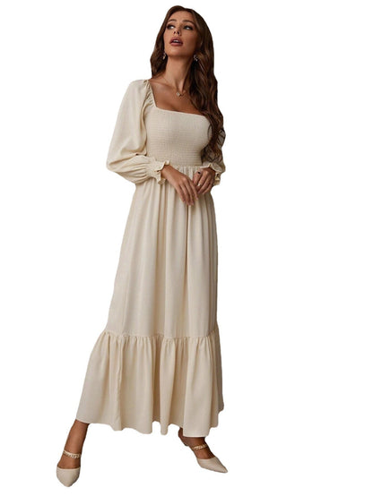 Damklänning A-Linje U-ringning Volanger Polyester-3