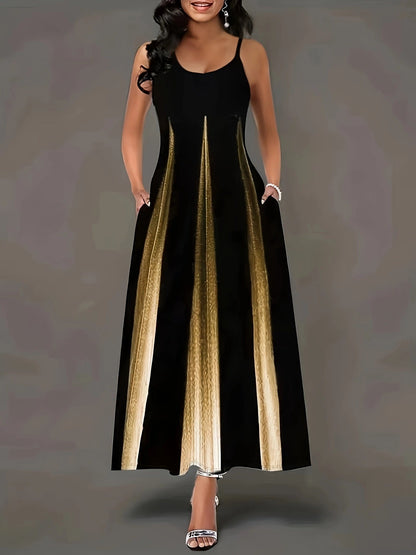 Variant image for Kvinnors A-Line Klänning Blommönster Spaghettiband Polyester-11