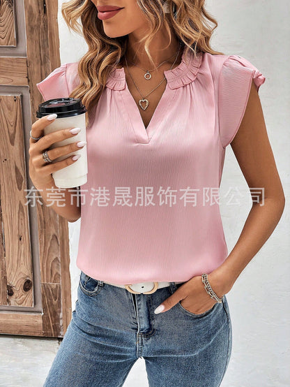 Variant image for Festtoppar Dam med Volangärmar V-ringning Polyester-9