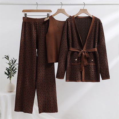 Dam Kappa Set Långärmad Jacquard Akryl 5