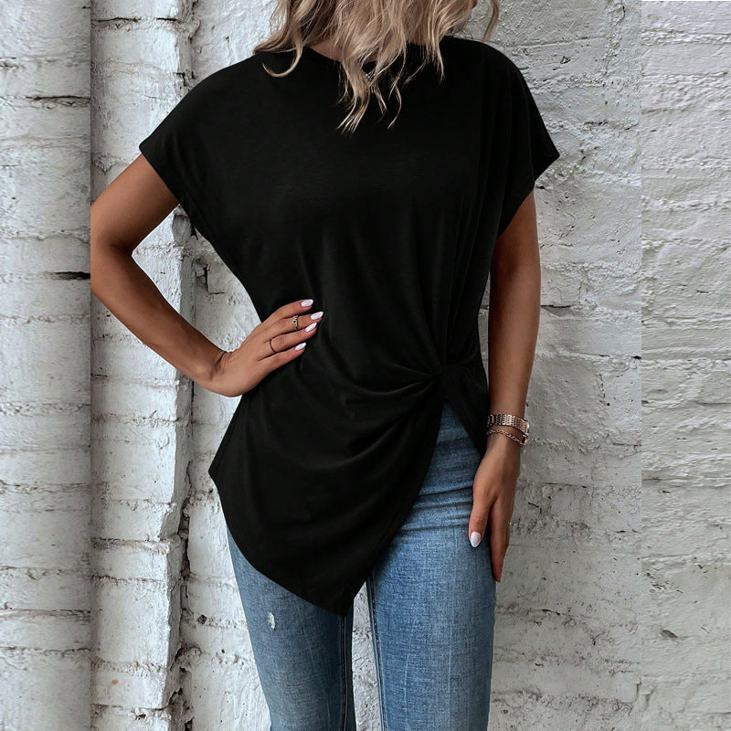 Dam Tröja Oregelbunden Kortärmad Polyester Casual-4