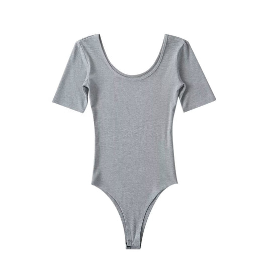 Damkropp Kortärmad U-hals Elastisk Material 1