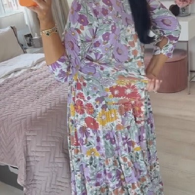 Kvinna Lång Klänning Pendulum Stil Polyester-4