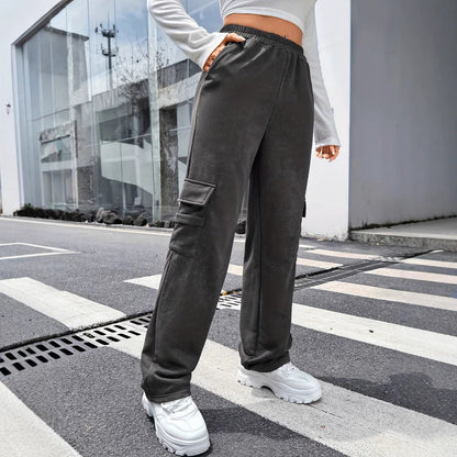 Fritidsbyxor Dam med Bred Snitt och Elastiskt Midjeband - Andningsbart Material för Sport och Avkoppling 4