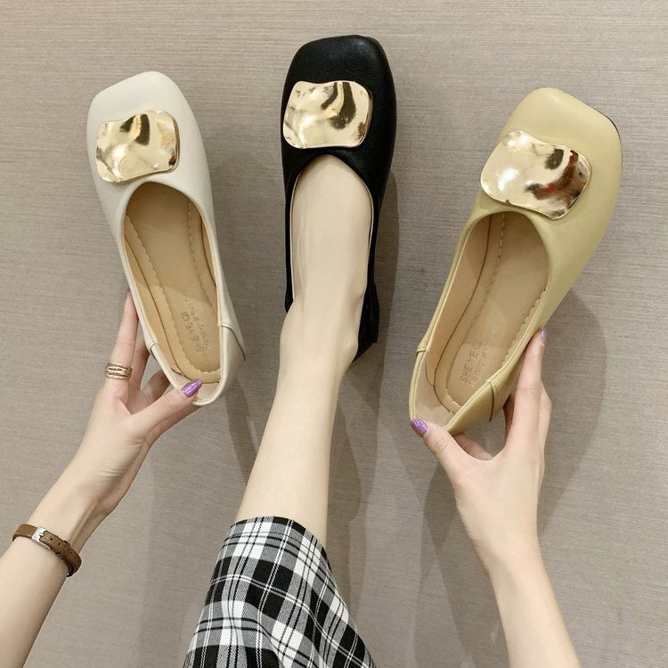 Elegante Ballerina Schuhe aus Leder mit Schmuckapplikation – Ergonomische Passform für Komfort und Stil, Schwarz 3